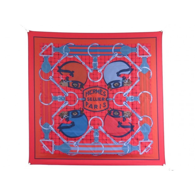 NEUF FOULARD HERMES TATERSALE SELLIERS HENRI D'ORIGNY CARRE EN SOIE SCARF 360€