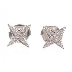 BOUCLES D'OREILLES MAUBOUSSIN STRING STAR PM OR BLANC 18K DIAMANT EARRINGS 1490€