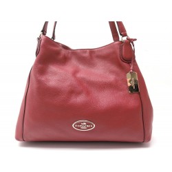 NEUF SAC A MAIN COACH EDIE PORTE EPAULE CUIR GRAINE ROUGE RED LEATHER BAG 395€