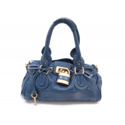 SAC A MAIN CHLOE PADDINGTON MM EN CUIR BLEU LEATHER BLUE HAND BAG PURSE 1295€