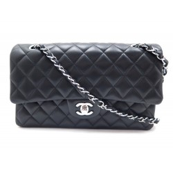 SAC A MAIN CHANEL TIMELESS 26 CM EN CUIR MATELASSE NOIR & ATTRIBUTS ARGENT 