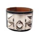 BRACELET MANCHETTE HERMES COLLIER DE CHIEN MEDOR CUIR BOX NOIR 