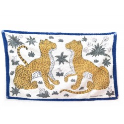 SERVIETTE DE PLAGE HERMES LEOPARDS 96 x 58 CM EN COTON BLANC EPONGE TOWEL 295€