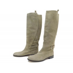 NEUF BOTTES CAVALIERES CHRISTIAN DIOR EN VEAU VELOURS BEIGE 41