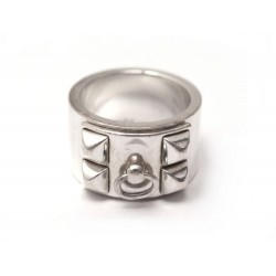 BAGUE HERMES COLLIER DE CHIEN MEDOR T 52 EN ARGENT MASSIF 925 SILVER RING 630