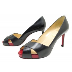  CHAUSSURES CHRISTIAN LOUBOUTIN SANDALES CUIR NOIR T38 