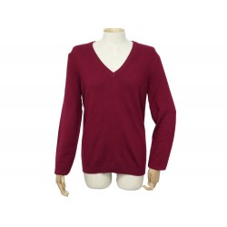 NEUF PULL ERIC BOMPARD V CLASSIQUE MO14 L 42 44 CACHEMIRE ROUGE SWEATER 220€