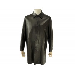 NEUF MANTEAU LONG CHRISTIAN DIOR 50 M EN CUIR MARRON BLOUSON LEATHER COAT 5000€