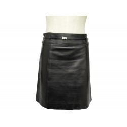 JUPE GUCCI AVEC CEINTURE EN CUIR NOIR 40 IT 36 38 FR BLACK LEATHER SKIRT 790€