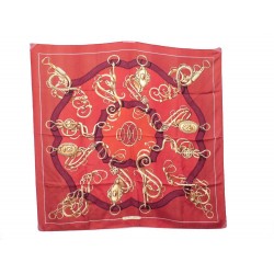 FOULARD HERMES SOIE ROUGE 