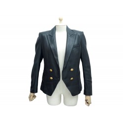 BLOUSON EN CUIR PIERRE BALMAIN BOUTONS DORES 