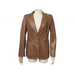 VESTE YVES SAINT LAURENT RIVE GAUCHE 38 M EN CUIR MARRON BLOUSON JACKET 4290€