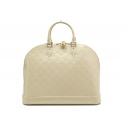 SAC A MAIN LOUIS VUITTON ALMA GM EN CUIR VERNI CREME HAND BAG PURSE 2900€