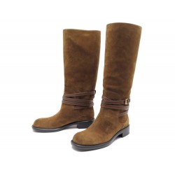 NEUF BOTTES LOUIS VUITTON CROSSROADS HIGH BOOTS 40 DAIM MARRON BOITE BOOTS 950€