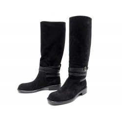 NEUF BOTTES LOUIS VUITTON CROSSROADS HIGH BOOT 37 BOUCLE DAIM NOIR + BOITE 950€