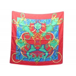 NEUF FOULARD HERMES L'INSTRUCTION DU ROY SOIE BROCHEE JACQUARD ROUGE SCARF 360€