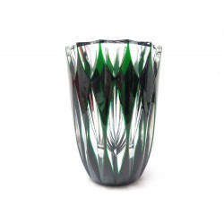 VASE SAINT LOUIS EN CRISTAL TAILLE TRANSPARENT & VERT H 23 CM GREEN CRYSTAL