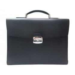 NEUF SACOCHE ST DUPONT SERVIETTE 2 SOUFFLETS EN CUIR NOIR CARTABLE BAG 1500 