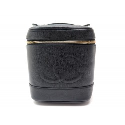 TROUSSE DE TOILETTE CHANEL VANITY LOGO CC CUIR CAVIAR NOIR