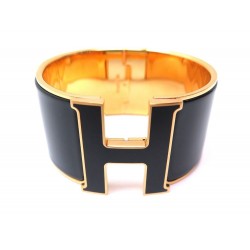 NEUF BRACELET HERMES CLIC CLAC XL NOIR ET DORE