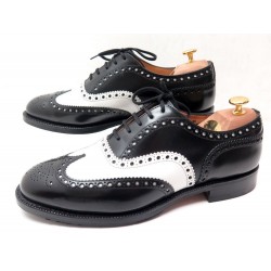 NEUF CHAUSSURES CHURCH'S BURWOOD RICHELIEU 9F 43 EN CUIR NOIR & BLANC SHOES 692€