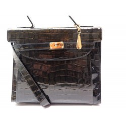 SAC A MAIN LANCEL TYPE KELLY EN CUIR FACON CROCO