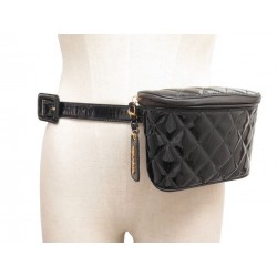 NEUF SAC CHANEL PORTE CEINTURE CUIR MATELASSE VERNI NOIR POCHETTE BELT BAG 2400€