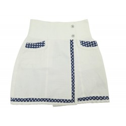 JUPE CHANEL VICHY GAMME SPORT 38079 TAILLE 36 S EN COTON BLANC WHITE SKIRT 1500€