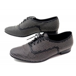 NEUF CHAUSSURES SAINT LAURENT 328349 RICHELIEU CLOUTES 37.5 38 NOIR SHOES 1045€