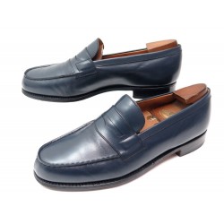 CHAUSSURS JM WESTON MOCASSINS 180 8.5C 42.5 CUIR BLEU MARINE + EMBAUCHOIRS 