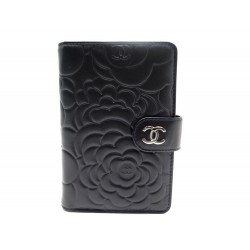 NEUF PORTEFEUILLE CHANEL CAMELIA CUIR NOIR 