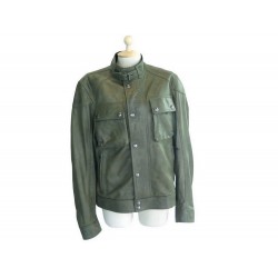 BLOUSON BELSTAFF RACEMASTER 71020192 52 L CUIR KAKI MANTEAU VESTE JACKET 1450€