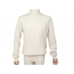 PULL ERIC BOMPARD COL ROND 52 L 100% CACHEMIRE ECRU HOMME MEN CASHMERE 250€