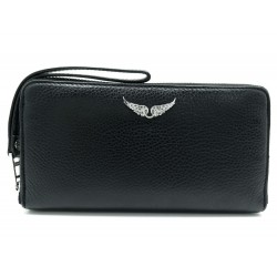 PORTEFEUILLE ZADIG & VOLTAIRE COMPAGNON 92586 EN CUIR NOIR WALLET BILLFOLD 175€