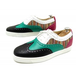 NEUF CHAUSSURES CHRISTIAN LOUBOUTIN 43.5 RICHELIEU CUIR MULTICOLORE BASKETS 950€