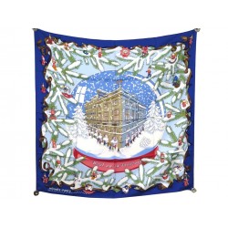 NEUF FOULARD HERMES NOEL AU 24 FAUBOURG CARRE SOIE BLEU + BOITE BLUE SCARF NEW