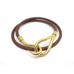 NEUF COLLIER HERMES JUMBO OU BRACELET DOUBLE TOUR CUIR MARRON 