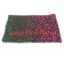 CHALE LOUIS VUITTON LEOPARD STEPHEN SPROUSE FOULARD ETOLE EN SOIE CACHEMIRE 615