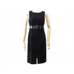 ROBE CHANEL P32054 T 38 EN VELOURS NOIR MANQUE LA CEINTURE