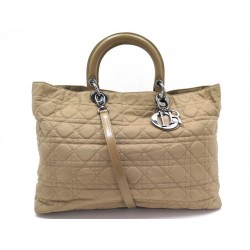 SAC A MAIN CHRISTIAN DIOR LADY GM TOILE CANNAGE BEIGE BANDOULIERE TOTE BAG 1890€