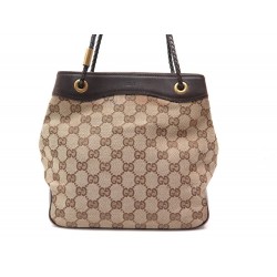 SAC A MAIN GUCCI 109143 PETIT CABAS 21 CM TOILE MONOGRAMMEE CUIR HAND BAG PURSE