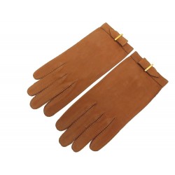 PAIRE DE GANTS HERMES TAILLE 7 FEMME EN CUIR SUEDE CAMEL LEATHER GLOVES 445€