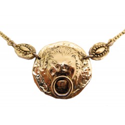 VINTAGE COLLIER CHANEL TETE DE LION EN METAL DORE 54 CM GOLD TONE HEAD NECKLACE