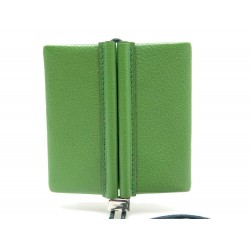 NEUF PORTE MONNAIE HERMES BELLE ILE CUIR CHEVRE MYSORE VERT AMANDE WALLET 580€