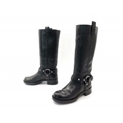 NEUF BOTTES RALPH LAUREN 7.5 US 38.5 CUIR NOIR FEMME 