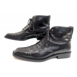 CHAUSSURES LOUIS VUITTON BOTTINES 8.5 42.5 43 BOTTILLONS EN CUIR NOIR SHOES 870€