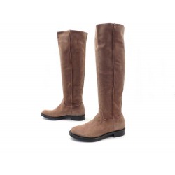 CHAUSSURES SANTONI BOTTES CAVALIERES 37.5 IT 38 FR DAIM BEIGE BOOTS SHOES 790€