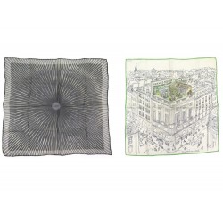 LOT DE 2 GAVROCHES HERMES DONT RARE UN JARDIN SUR LE TOIT CARRE 45 EN SOIE SCARF