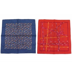 NEUF LOT DE 2 GAVROCHES HERMES BOLDUC + FLEURS CARRE 45 EN SOIE SILK SCARF 330€