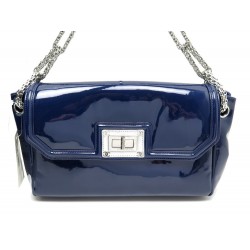 NEUF SAC CHANEL CUIR VERNI BLEU 